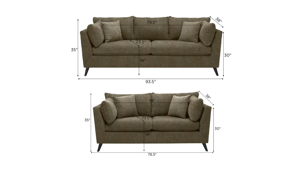 Caruso Living Room Set Dimensions