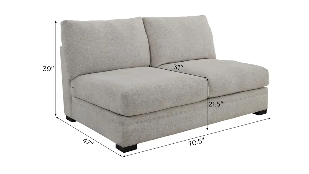 Bayside Armless Loveseat Dimensions