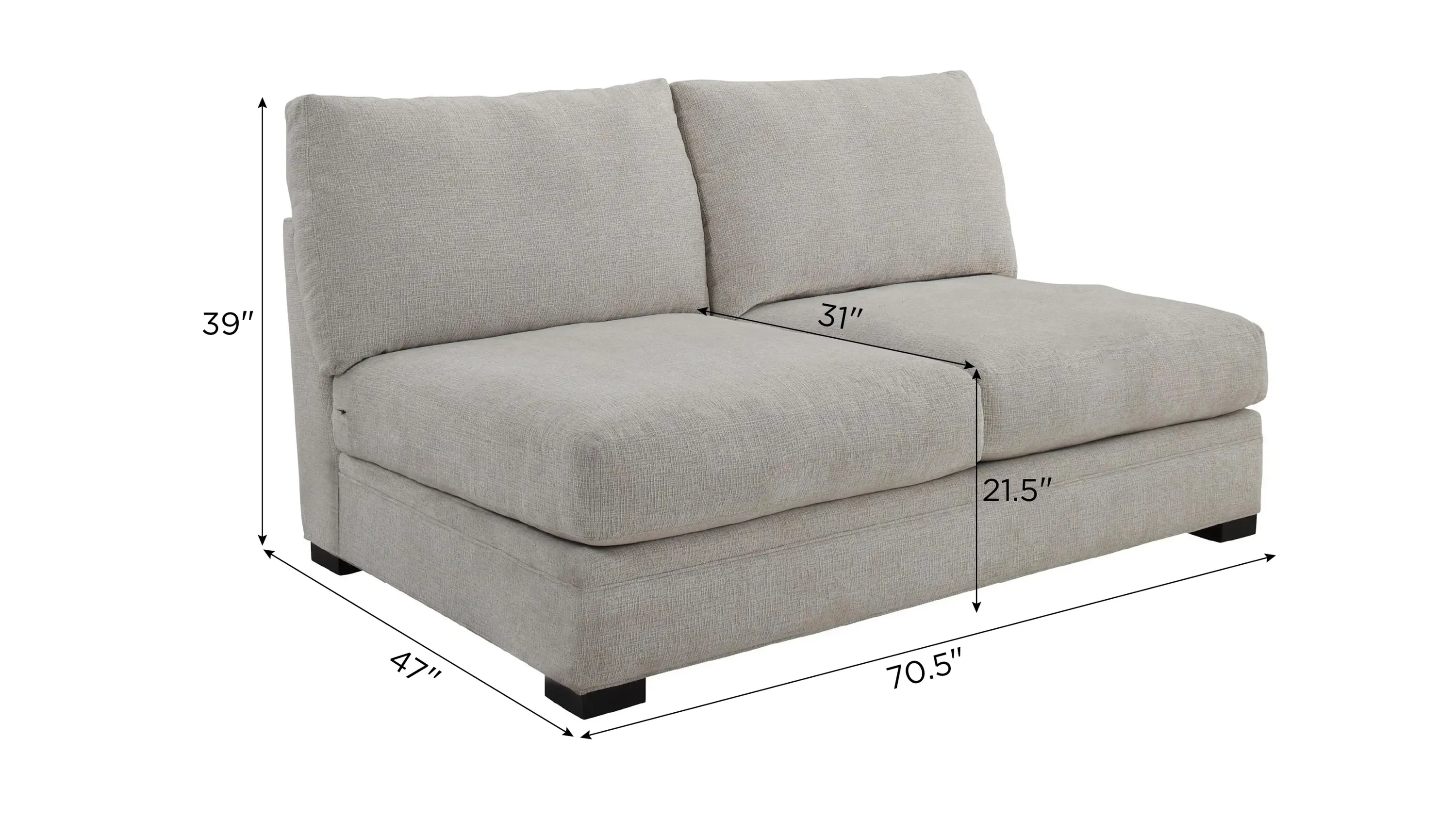 Bayside Microfiber Armless Loveseat | Raymour & Flanigan