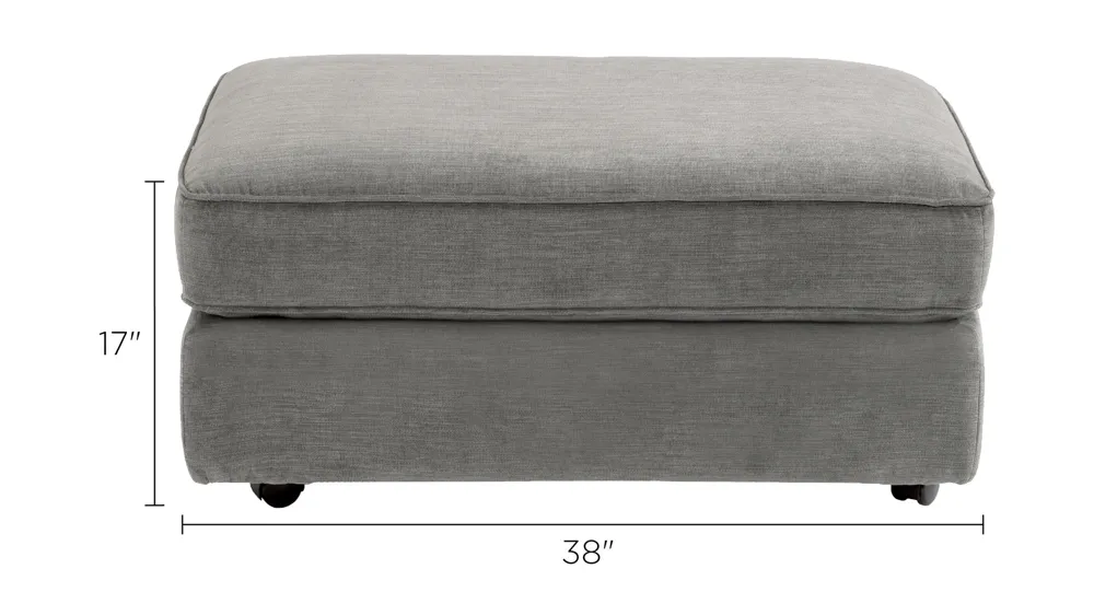 Tenley Ottoman on Wheels Dimensions