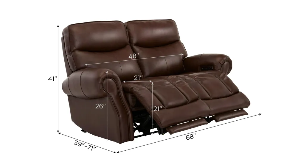 Brooks 2-pc. Zero Gravity Triple Power Loveseat Dimensions