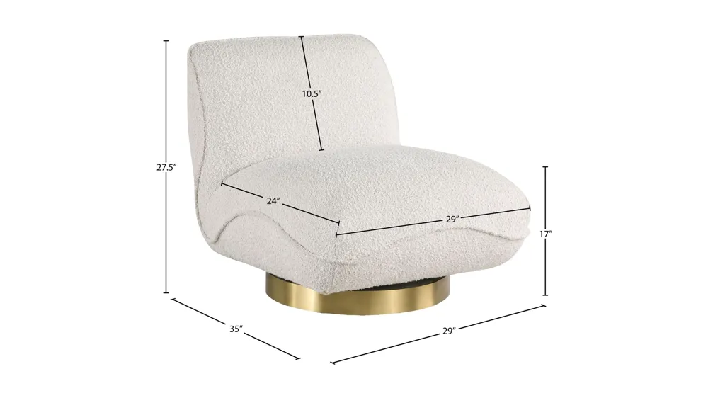 Geneva Boucle Fabric Swivel Accent Chair Dimensions