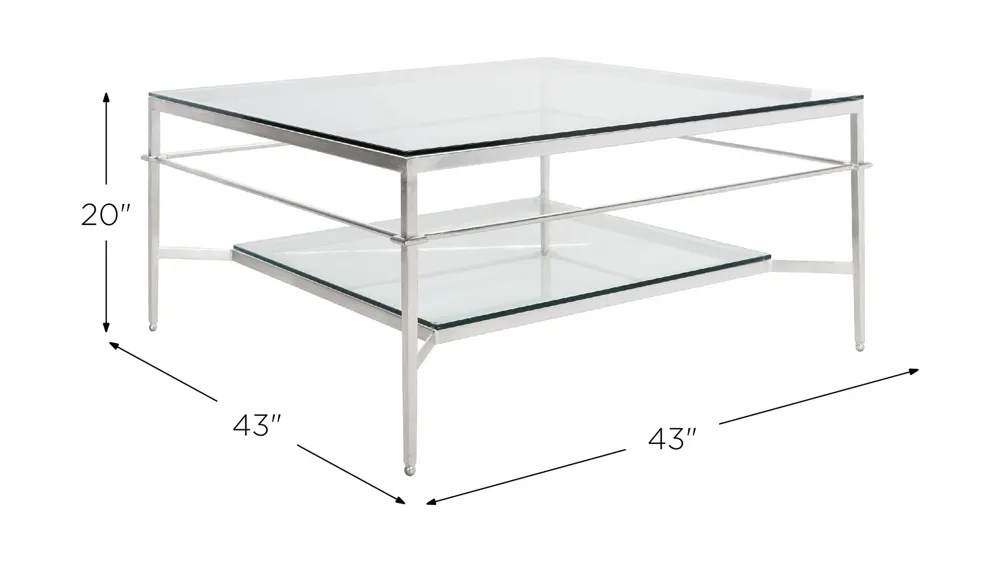 Devin Silver Leaf Glass Cocktail Table Dimensions