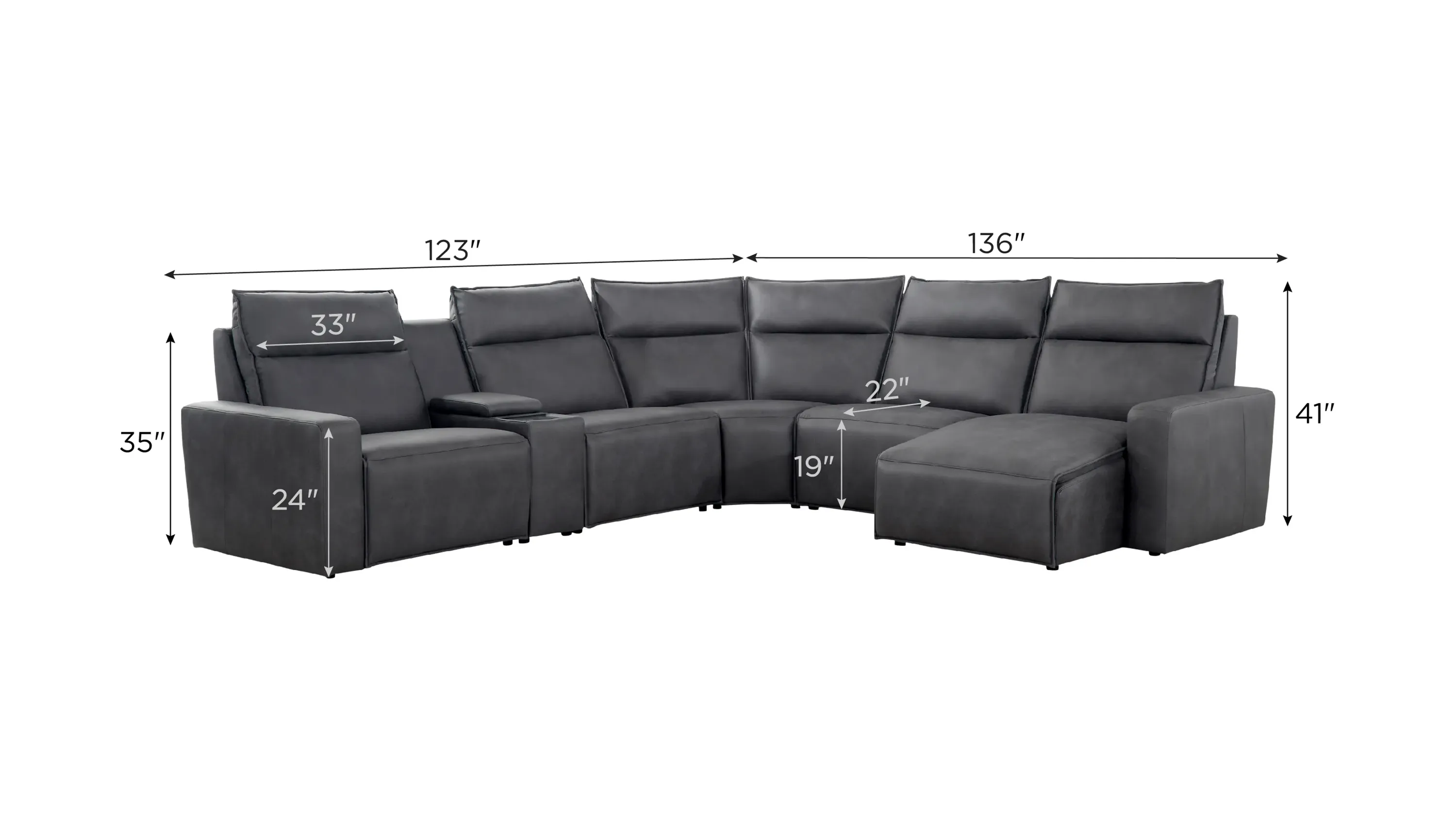 ModularTwo 6-pc. Power Sectional w/ Power Headrest | Raymour