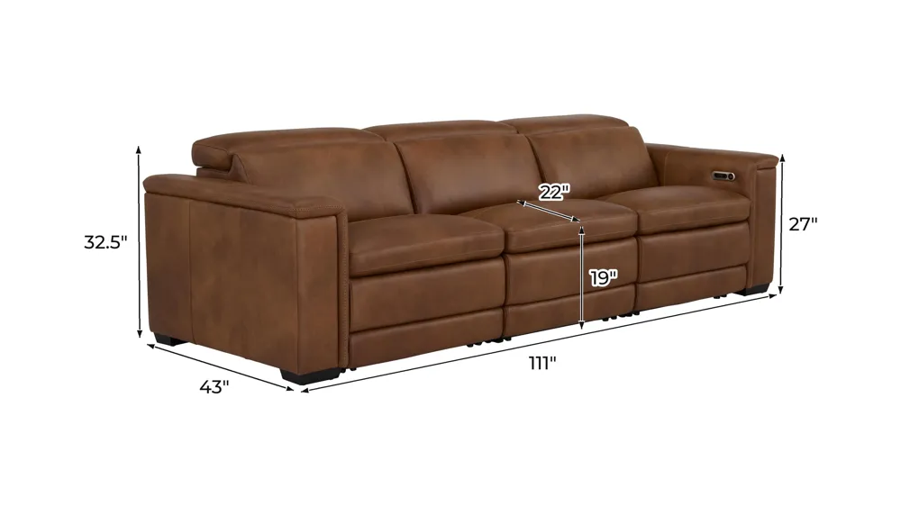 Finnegan 3-pc. Dual Power Sofa Dimensions