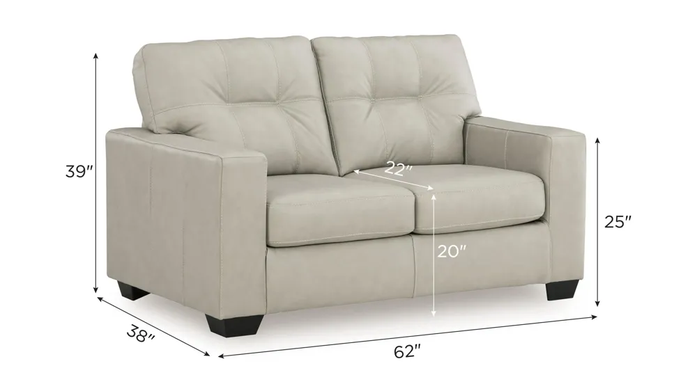 Arvell Leather Loveseat Dimensions