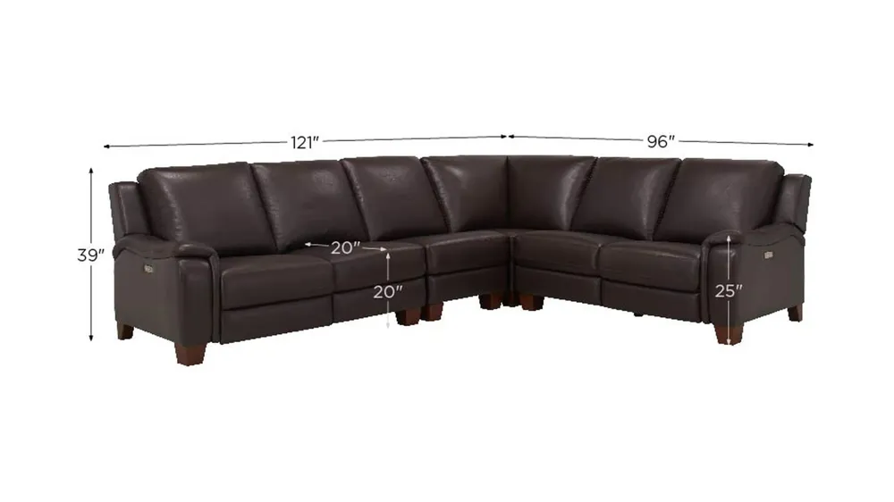 Ramiro Leather 4-pc. Power Sectional Dimensions