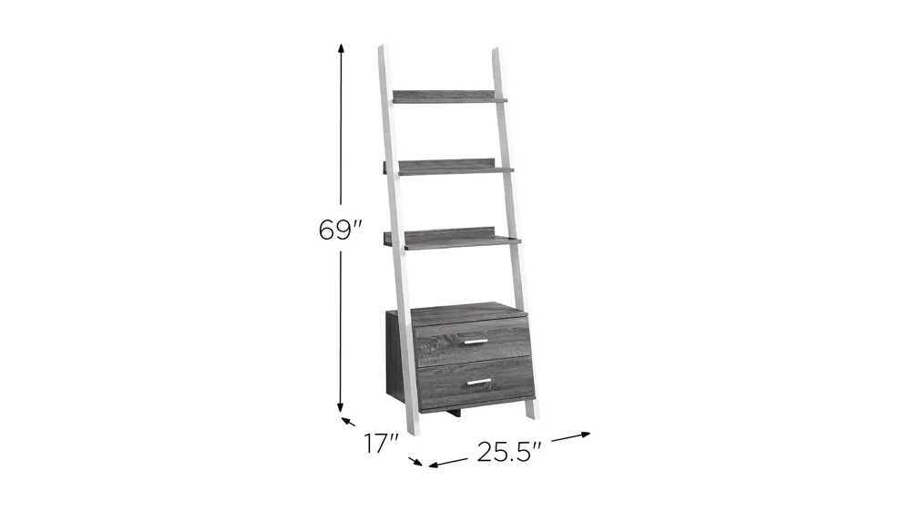 Valley Ladder Bookcase with Storage Drawers Dimensions
