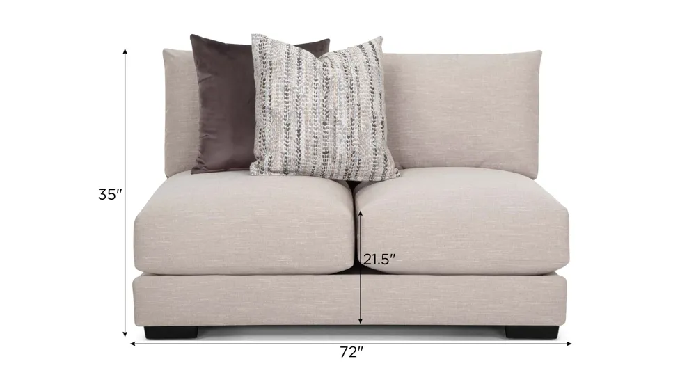 Carter Armless Loveseat Dimensions