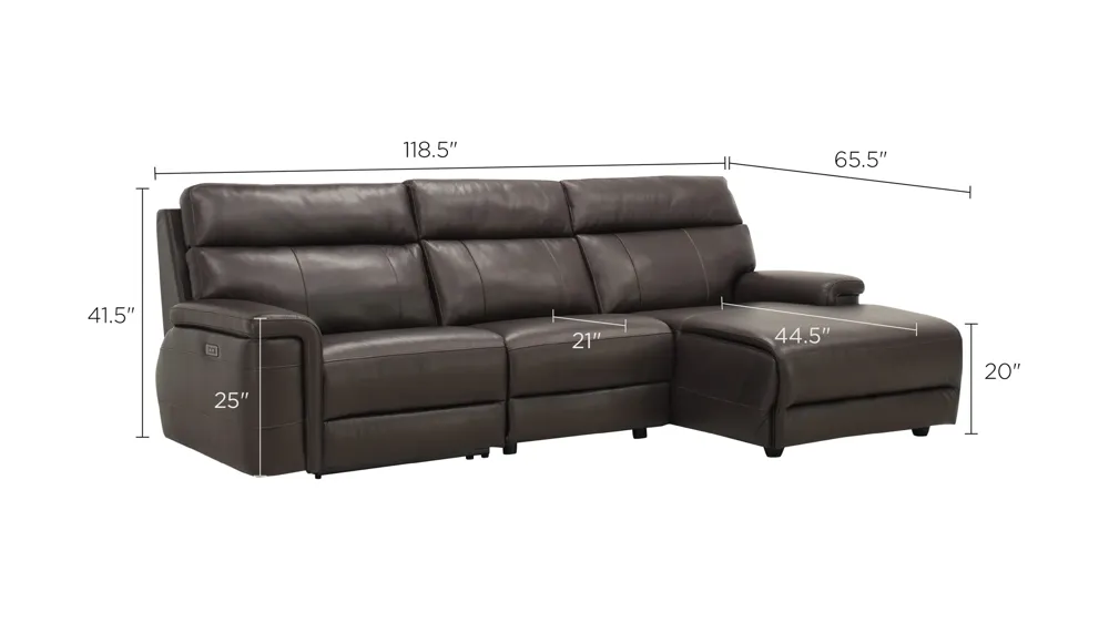 Conrad 3-pc. Sectional Sofa Dimensions