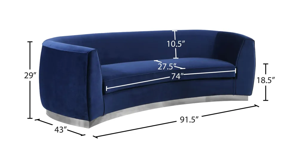Julian Velvet Sofa Dimensions