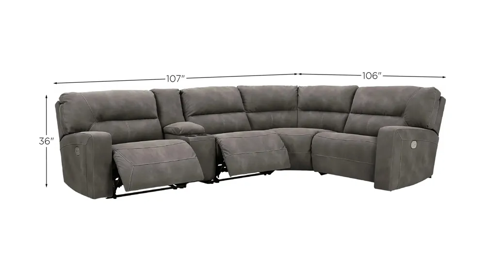 Next-Gen DuraPella 5-Piece Power Reclining Sectional Dimensions