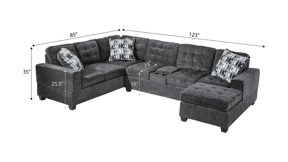 Oslo 3-pc. Sectional Dimensions