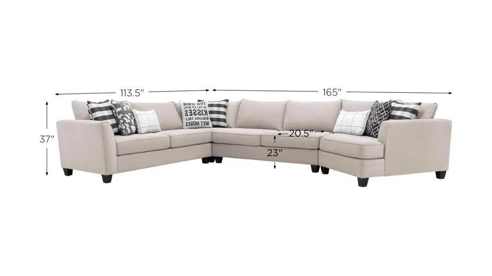 Daine 4-pc. Sectional Sofa Dimensions
