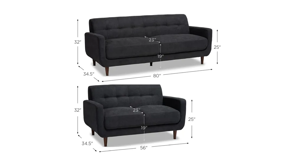 Allister 2-pc. Living Room Set Dimensions