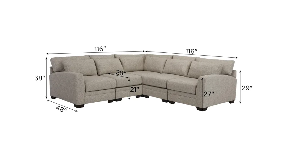 Easton 5-pc. Sectional Dimensions