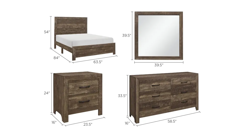 Bijou 4-pc. Panel Bedroom Set Dimensions
