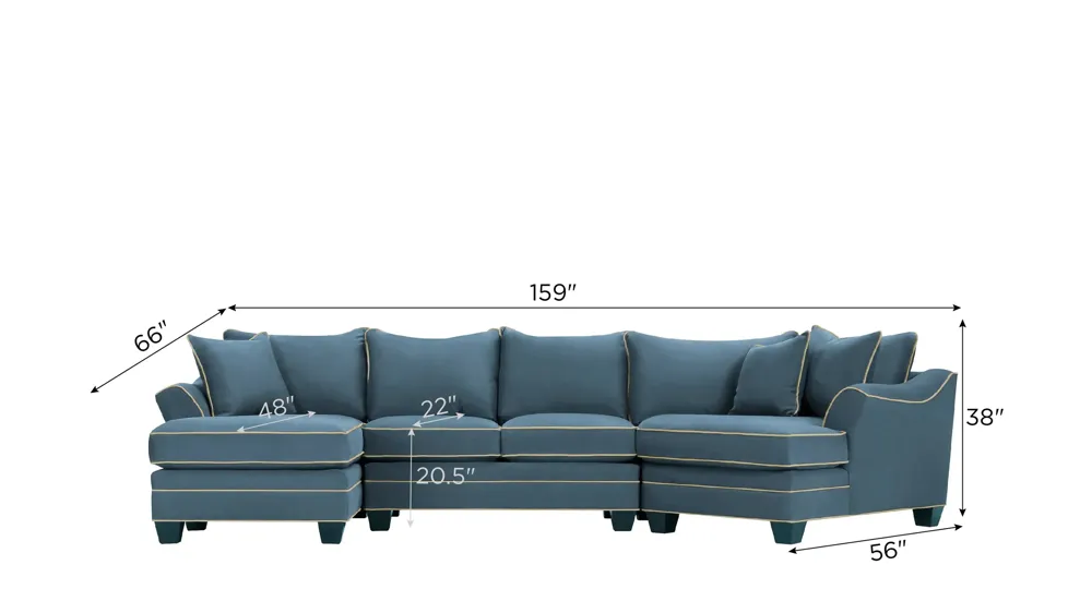 Foresthill 3-pc. Left Hand Facing Sectional Sofa Dimensions