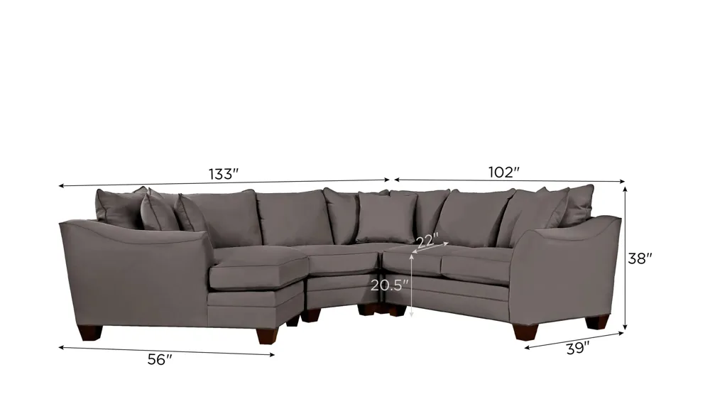Foresthill 4-pc. Left Hand Cuddler Sectional Sofa Dimensions