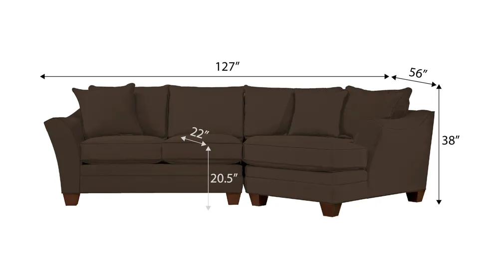 Foresthill 2-pc. Right Hand Cuddler Sectional Sofa Dimensions