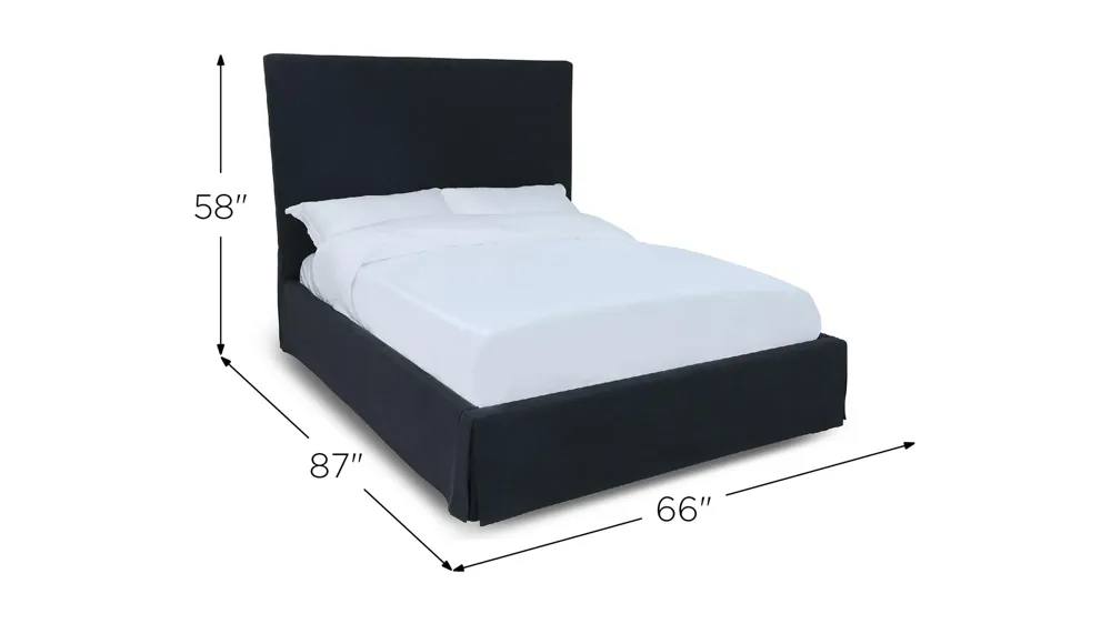 Cheviot Upholsterd Skirted Panel Bed Dimensions