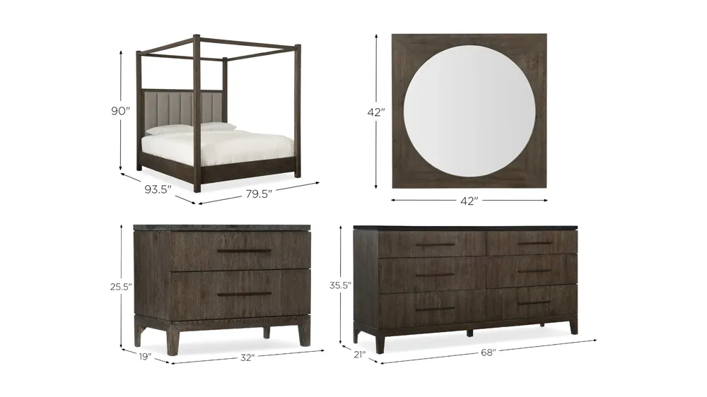 Miramar 4-pc. Poster Bedroom Set w/ Canopy Dimensions