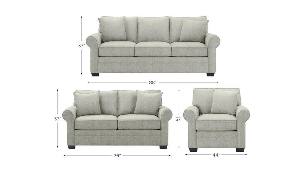 Wellsley Living Room Set Dimensions