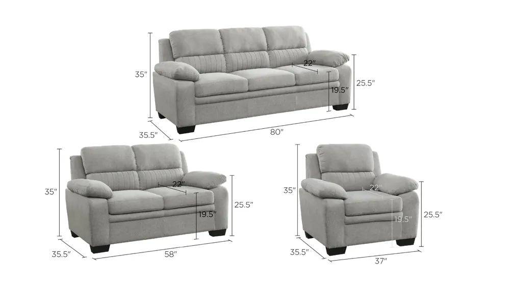 Felicia Living Room Set Dimensions