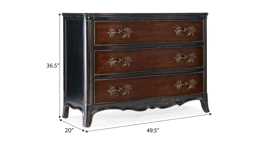 Charleston Three-Drawer Accent Chest Dimensions