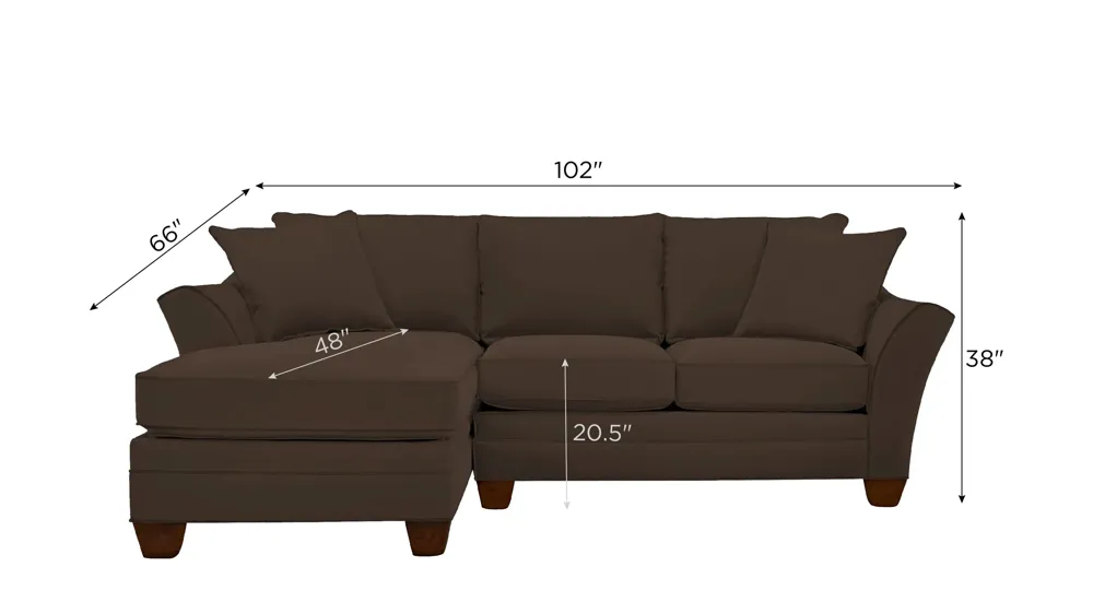 Foresthill 2-pc. Left Hand Chaise Sectional Sofa Dimensions