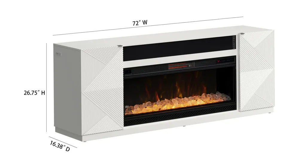 Preston TV Stand w/ Bluetooth Speaker & Electric Fireplace Dimensions