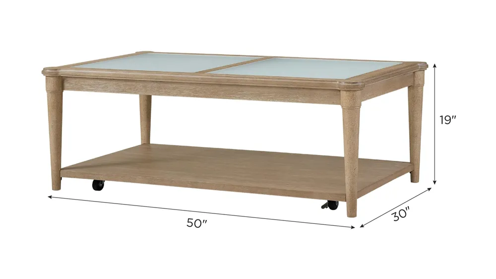 Cirus Heights Coffee table w/ Caster Dimensions