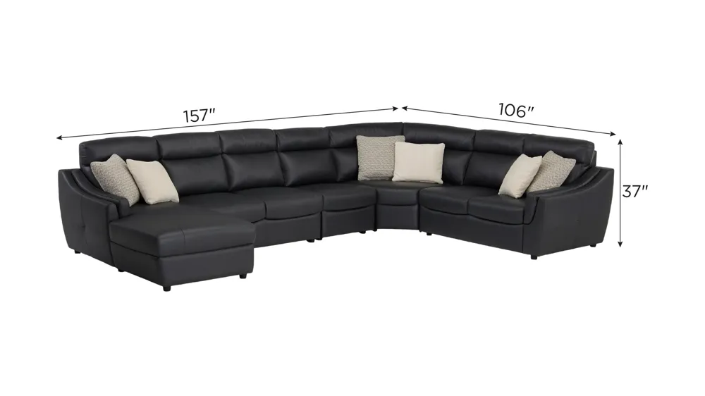 Warner 5-pc. Leather Sectional Dimensions