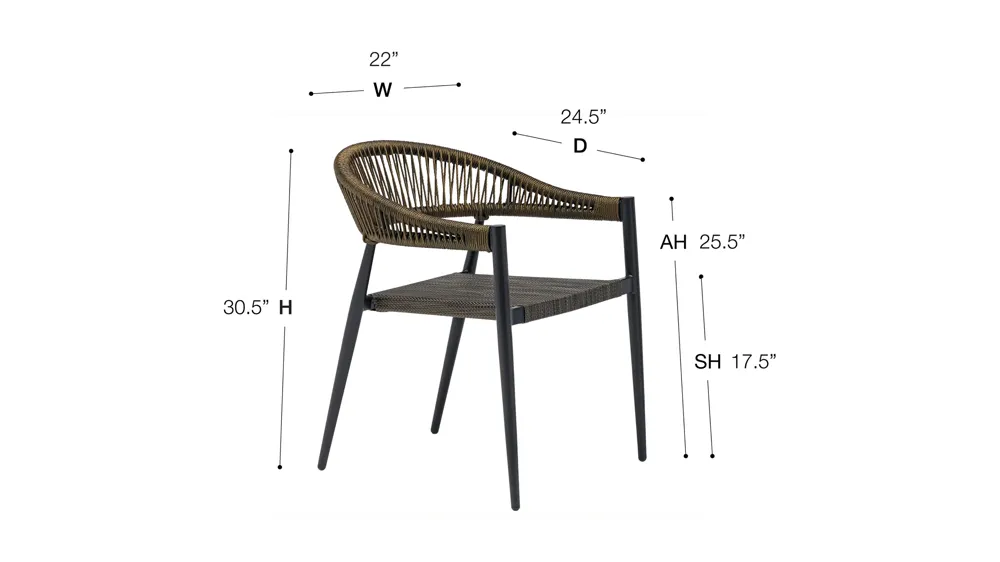 Iselin Stacking Armchair - Set of 2 Dimensions