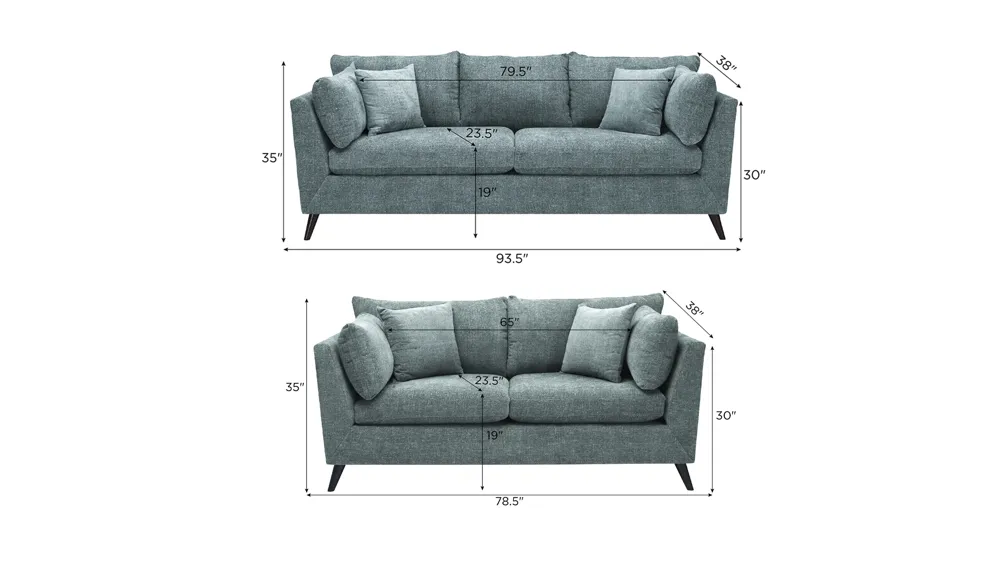 Caruso Living Room Set Dimensions