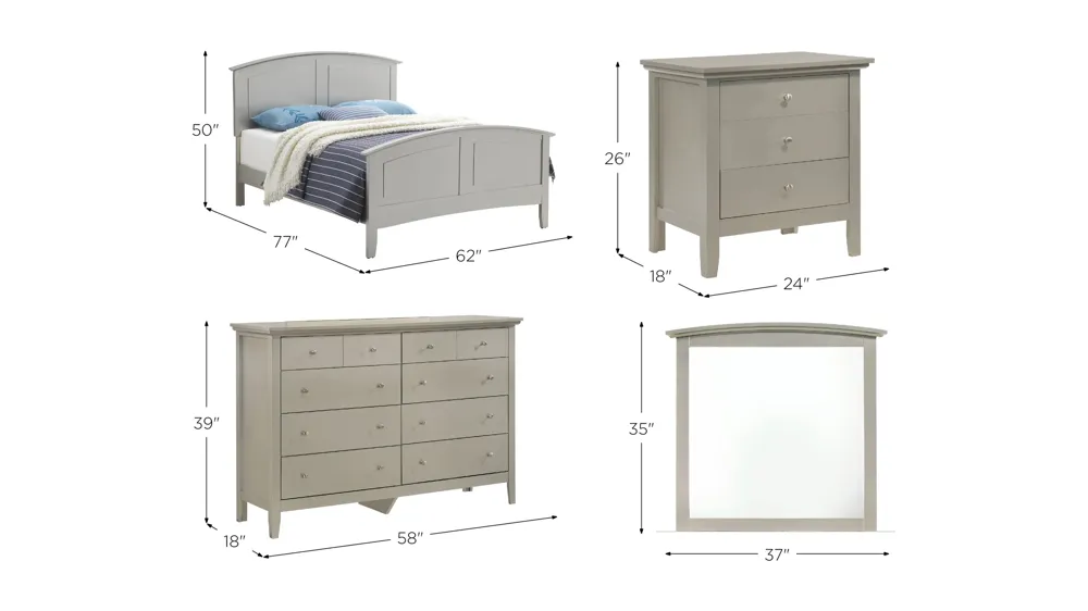 Hammond 4-pc. Panel Bedroom Set Dimensions