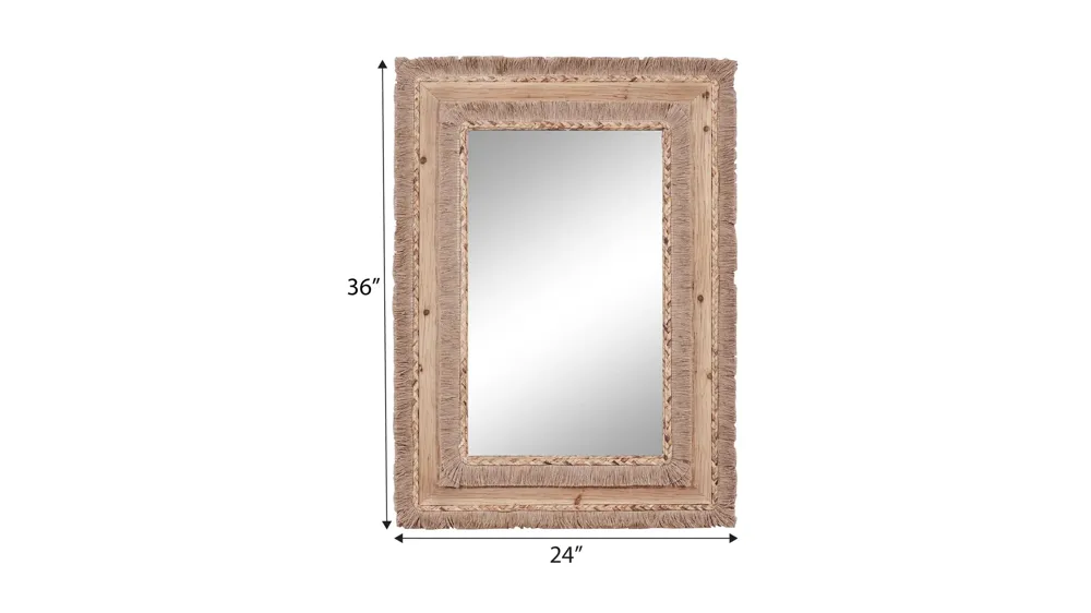 Ivy Collection Brown Wood Wall Mirror Dimensions