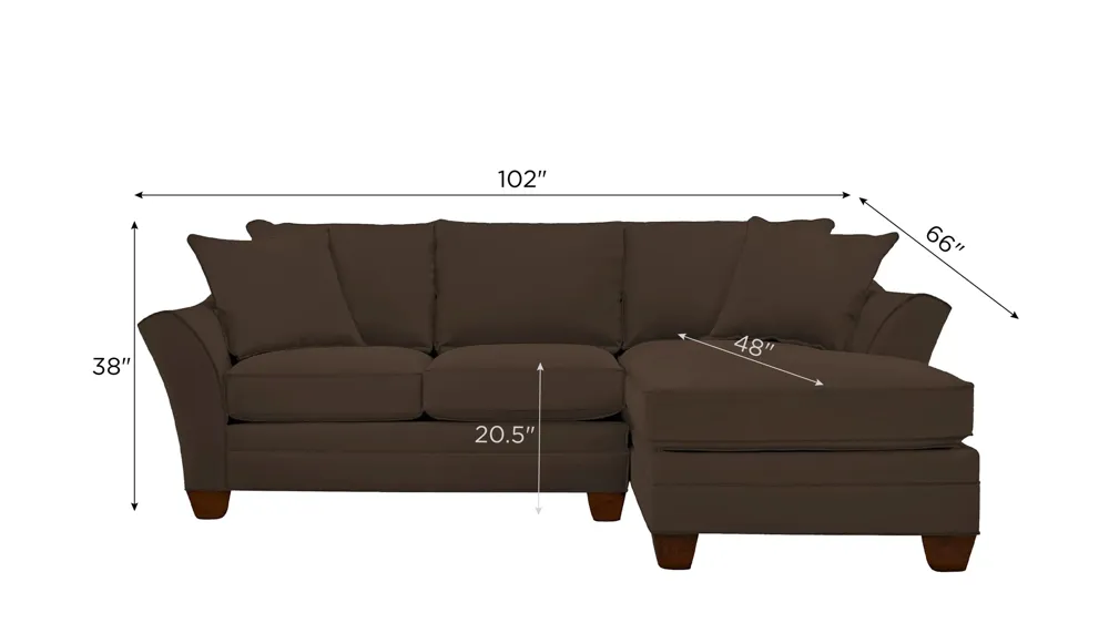 Foresthill 2-pc. Right Hand Chaise Sectional Sofa Dimensions