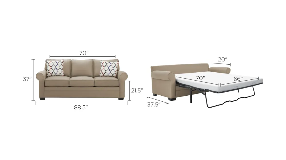 Wellsley Queen Sleeper Sofa Dimensions