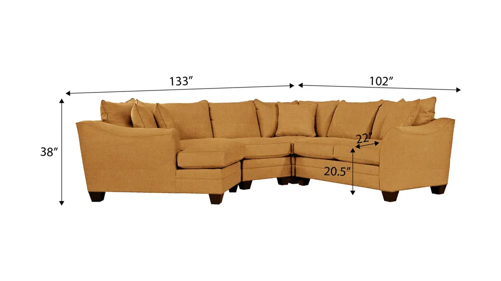 Foresthill 4-pc. Left Hand Cuddler Sectional Sofa Dimensions