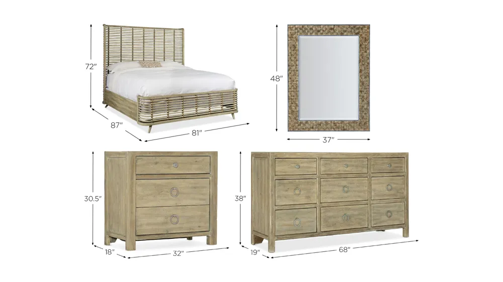 Sundance 4-pc. Rattan Bedroom Set Dimensions