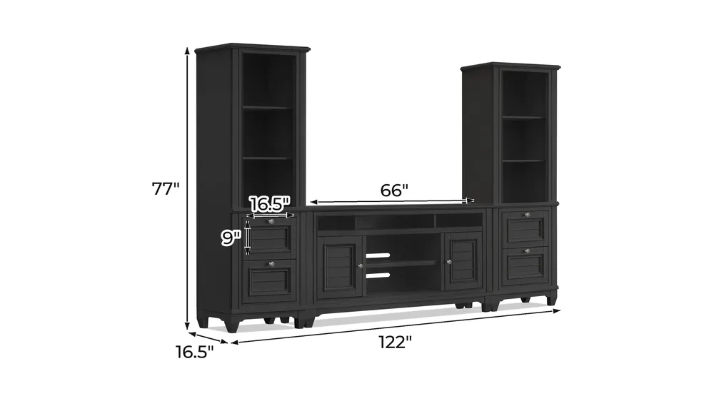 Cape Town 3-pc. 66" Entertainment Wall Dimensions