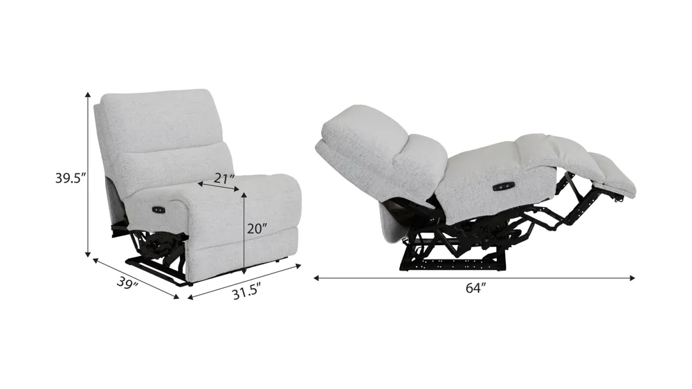 Miller Armless Power Recliner Dimensions