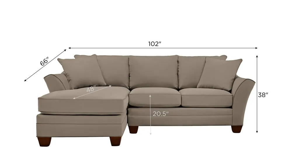 Foresthill 2-pc. Left Hand Chaise Sectional Sofa Dimensions