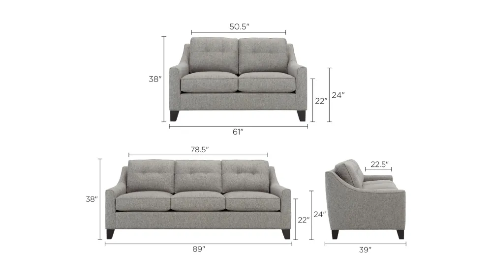 Carmine Living Room Set Dimensions