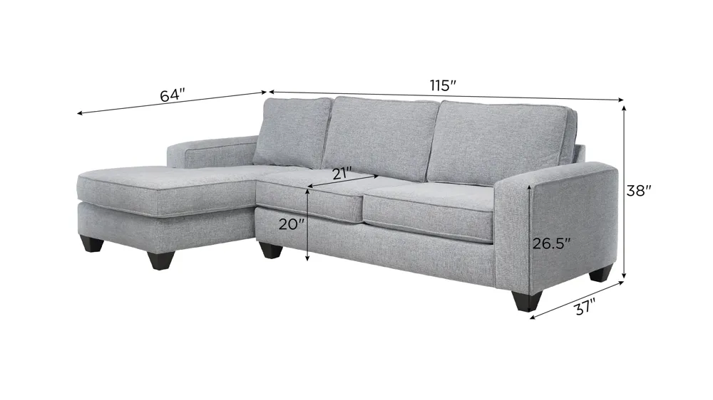 Alston 2-pc. Sofa Chaise Dimensions