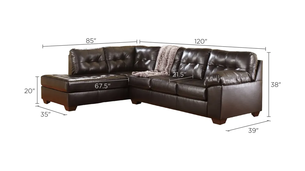 Pratt 2-pc. Sectional Sofa Dimensions