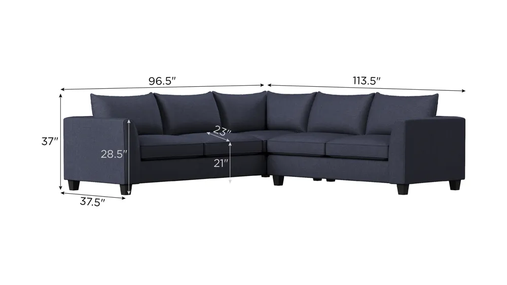 Daine 2-pc. Sectional Dimensions