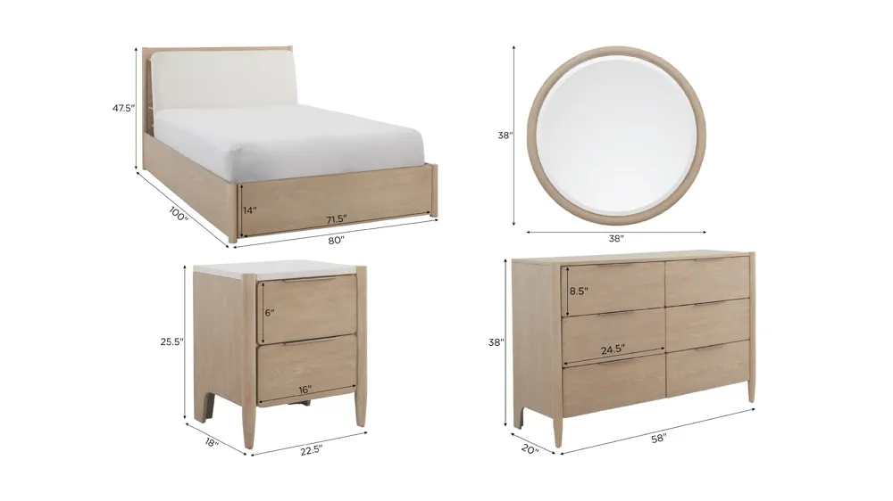 Mirra 4-pc. Bedroom Set Dimensions
