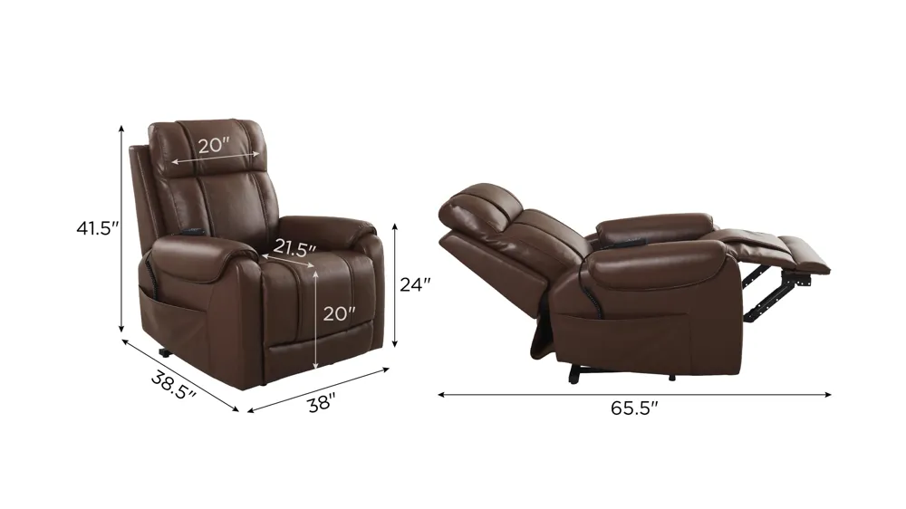 Hickory Power Lift Recliner w/ Power Headrest Dimensions